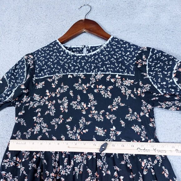 Ann Taylor Dress Women XXS Blue Floral Short Sleeve Tiered Prairie Cottage Core - Picture 8 of 16